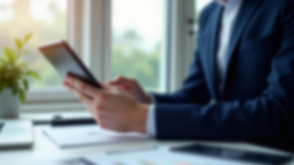 Geschäftsmann analysiert Wohnungsmarkt-Daten auf Tablet mit Graphen und Statistiken im Hintergrund