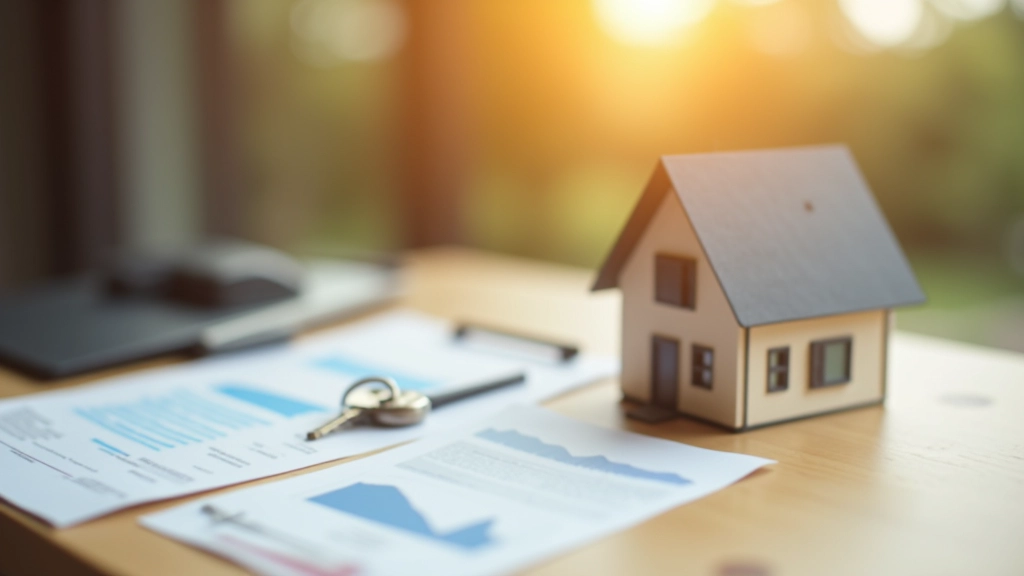 Moderne Wohnungsschlüssel auf Holztisch mit Hausmodell und Kostenaufstellung