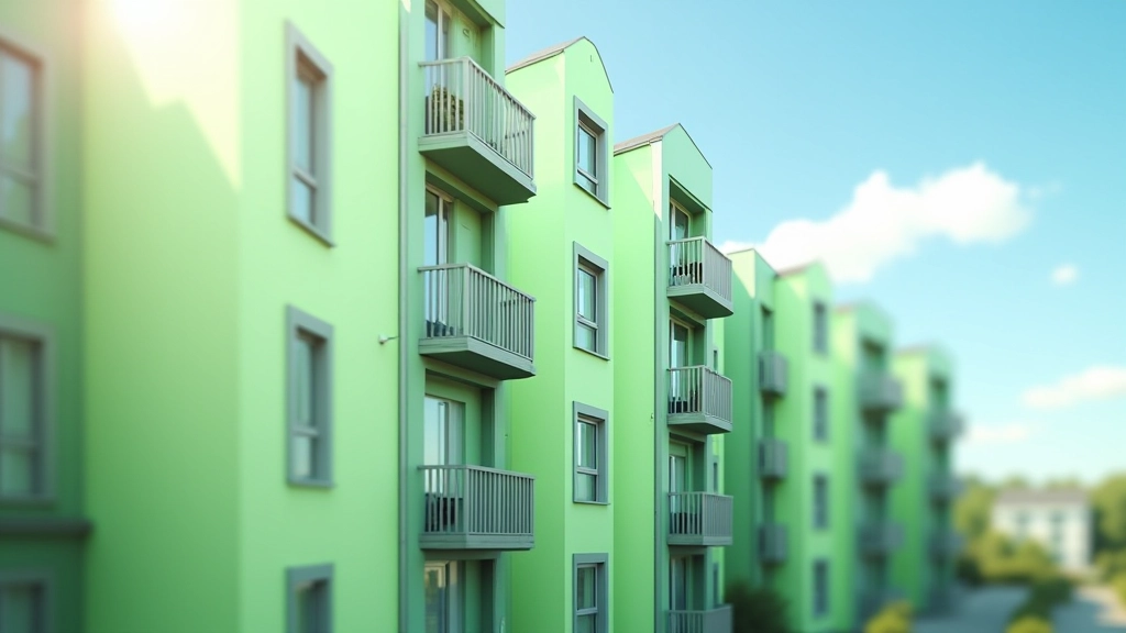 Moderne Wohngebäude mit grünen Fassaden und nachhaltiger Architektur