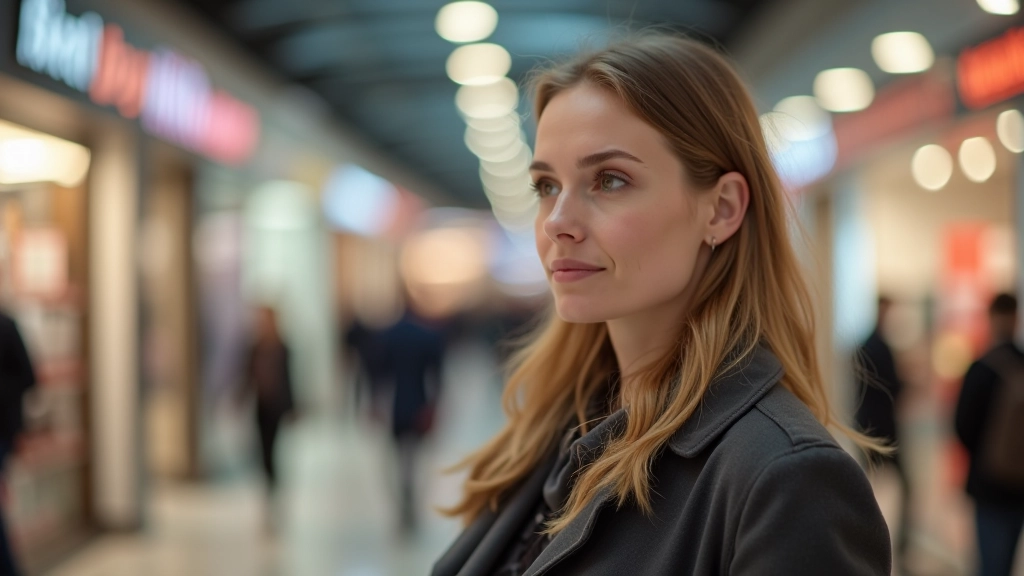 Menschen in Einkaufszone, nachdenklicher Ausdruck, zögernd beim Einkaufen